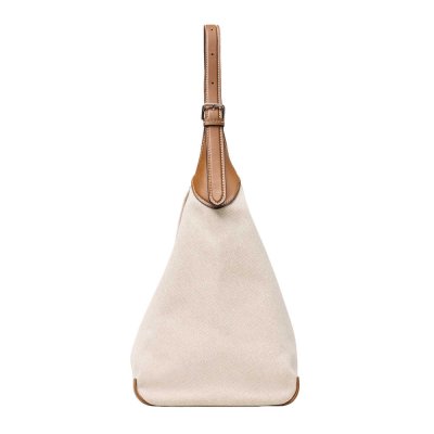 THE LEATHER-TRIM CANVAS BELTED SACK BAG